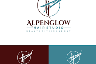 creative modern custom hair stylist, salon, hairdresser logo