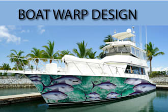 boat wrap, 3d vehicle wrap design, yacht and personal watercraft