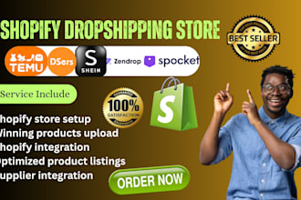 create an optimized shopify dropshipping store using shein, dsers, or temu