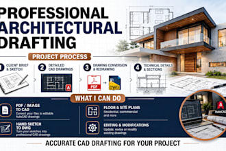 do archtectural drafting in autocad, pdf to dwg, jpg to dwg