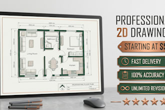 do autocad drafting 2d floor plans, elevations, sections