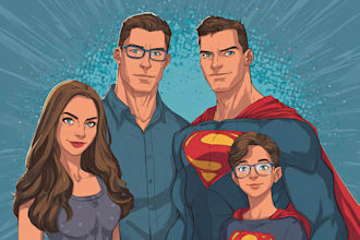 design a family superhero portraits for you