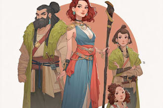 draw dnd character art design illustration,  game art