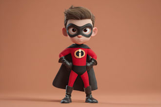 draw cartoon, anime, super hero portrait or concept art