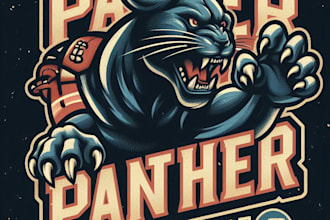 design high quality vintage panther logo with t shirt design