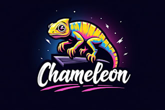 do awesome chameleon logo with t shirt for your fashion
