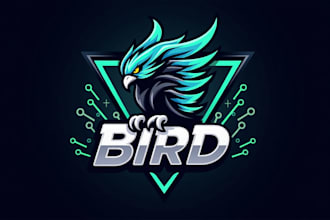 design unique electric bird logo with t shirt artwork
