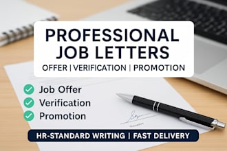 write a professional job offer, promotion, and employment verification letters
