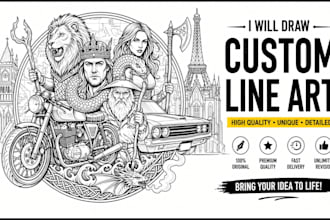 draw custom line art, vector outlines, coloring book illustrations
