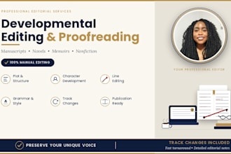 edit and proofread your manuscript as a developmental editor
