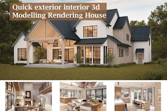 do quick exterior interior 3d modeling rendering house