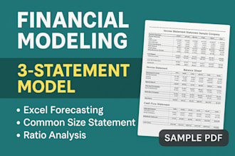 build dynamic 3 statement financial models with common size and ratio analysis