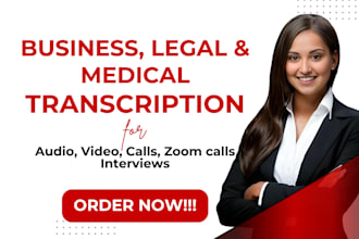 accurately transcribe business, legal, and medical audio or video