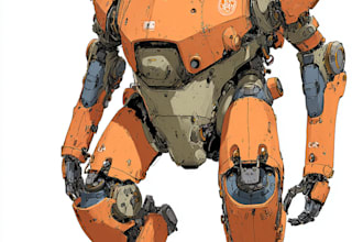 draw , transformers,  robot in anime manga style