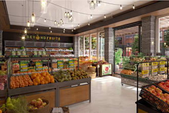 remodel 3d modern grocery store,product retails shop,supermarket interior render