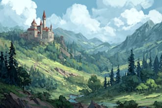 design an concept fantasy art landscape illustration
