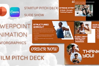 edit powerpoint infographic animation, film pitch deck, canva, google slides