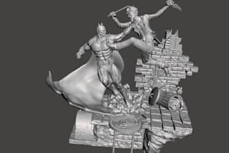 design 3d comic figurine,diorama, action pose figure,dc character,superhero stl