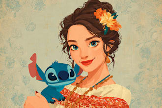 draw a custom disney disney portrait portrait illustration