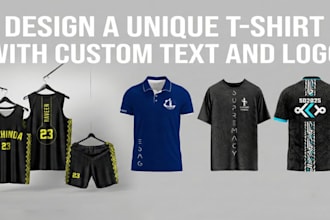 design a unique  t shirt with custom text and logo