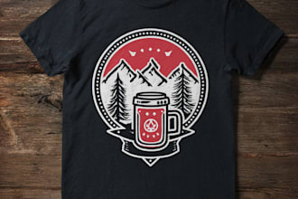 do  custom vintage badge retro t shirt design and logo design