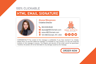 make html email signature, clickable html email signature, outlook signature