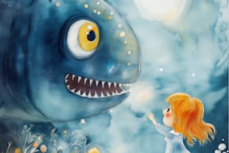 watercolor children story book illustration, children story, book illustration