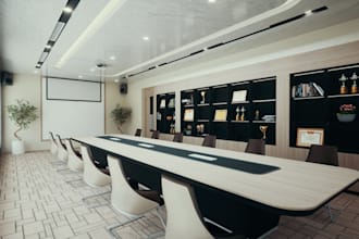 realistic 3d renderings,modern conference rooms,office luxurious space,sketchup