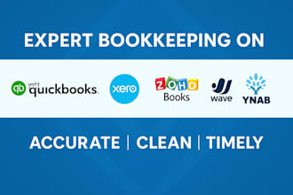 do bookkeeping and accounting on quickbooks, xero, wave, ynab, zoho books