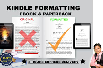 do book formatting, kindle ebook formatting, KDP paperback, and layout design