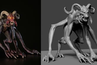 integrate 3d creature models into vidoes,game ready monster,horror fantasy alien