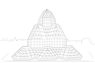 draw a house illustration using line art for a building