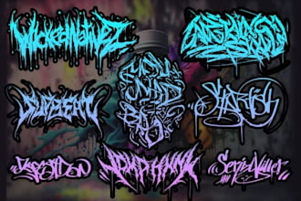 draw unique graffiti handstyle metal logo design