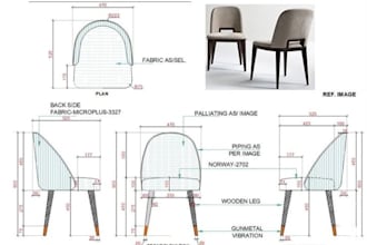 draft furniture design in 2d technical drawing,chair