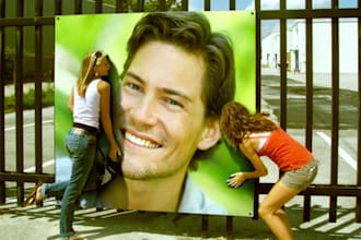 create an awesome photo with two SEXY women kissing your face