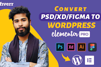 convert figma, PSD, xd to wordpress with elementor pro