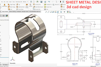 do 3d sheet metal technical drawing industrial design 3d cad model in solidwork