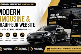 create a modern limousine website or chauffeur website with booking reservation
