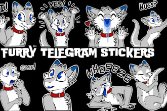 draw furry telegram stickers, discord stickers furry animated telegram sticker