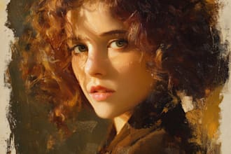 design an awesome digital oil painting portrait