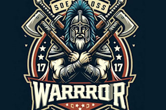 design sports vintage warrior mascot logo