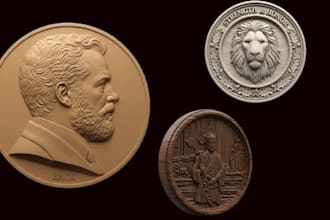 bas relief medallion 3d cnc router wood engraving coin for 3d printing