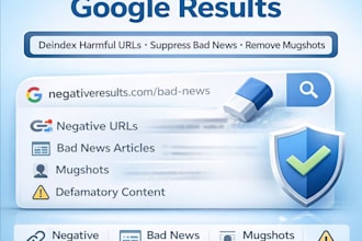 remove bad google results deindex negative links delete mugshots news articles