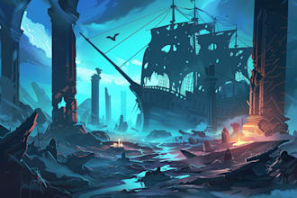 design 2d background and game environment concept art