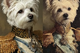 create a custom royal pet portrait in high quality