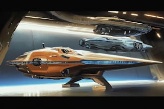 design epic spaceships and space battle scenes your project