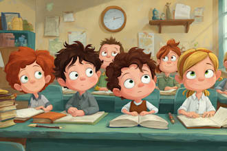 design anime chibi children story book illustration