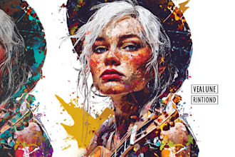 abstract art, portrait, oil paint, digital art in unique style