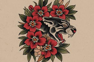 create custom logo old school traditional tattoo design