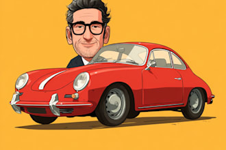 draw your car into vector cartoon portrait